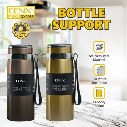 Denx Thermal Insulated Water Bottle – 800ml Stainless Steel with Tea Strainer