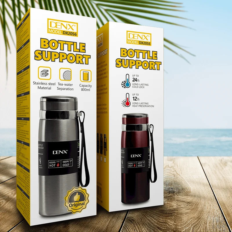 Denx Thermal Insulated Water Bottle – 800ml Stainless Steel with Tea Strainer