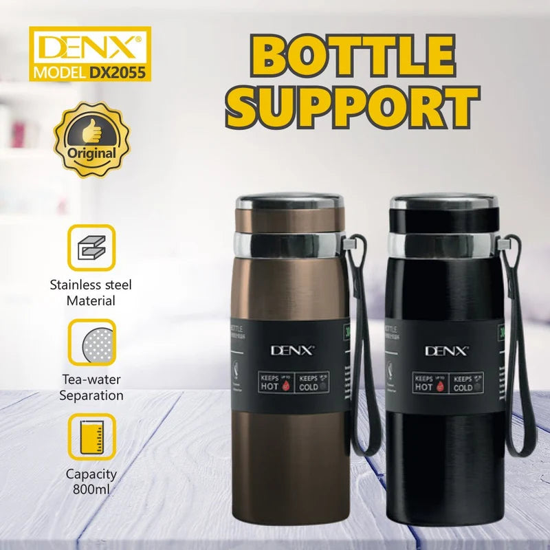 Denx Thermal Insulated Water Bottle – 800ml Stainless Steel with Tea Strainer