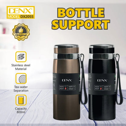 Denx Thermal Insulated Water Bottle – 800ml Stainless Steel with Tea Strainer