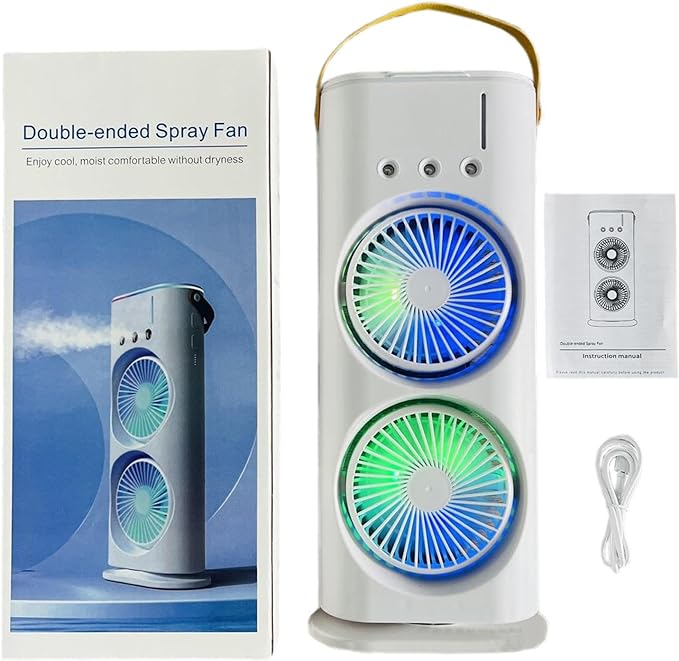 Double Ended Spray Fan – Portable Misting Fan with LED Lights