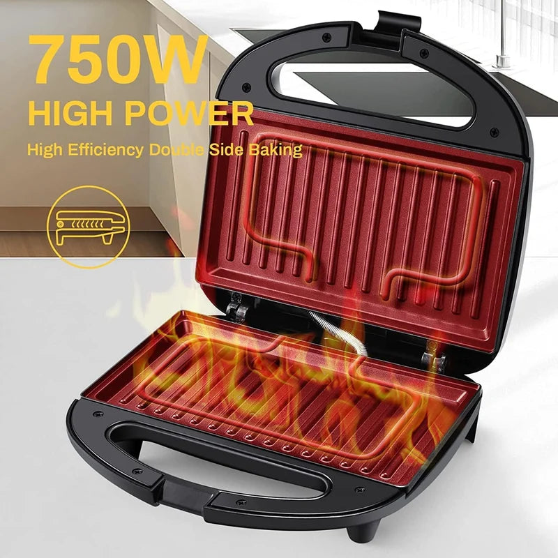 Refura Sandwich Maker – 750W Non-Stick Grilled Sandwich Press